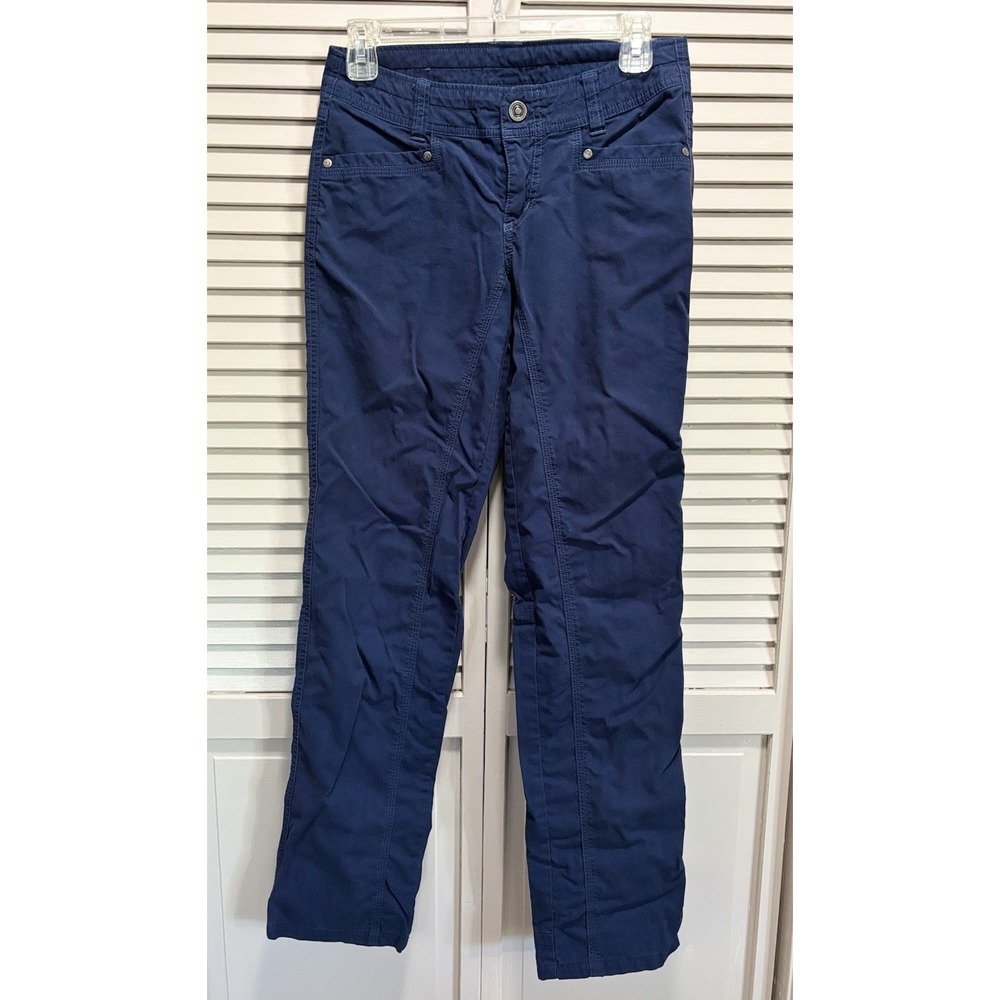 Kuhl Dark Blue Straight Leg Pants Size 8 Low Rise 8" Pockets Zip Logo‎